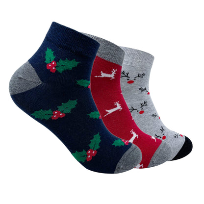 Holiday Spirit Set-of-3 Ankle Socks for Men