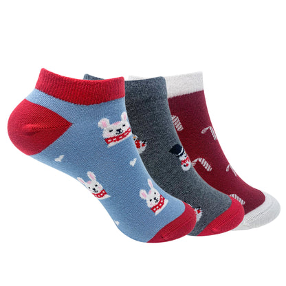 Colorful Christmas Set-of-3 Ankle Socks for Women