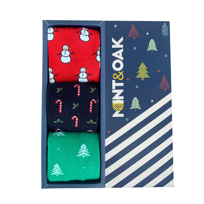 Santa's Goodie Box Set-of-3 Crew Socks for Men