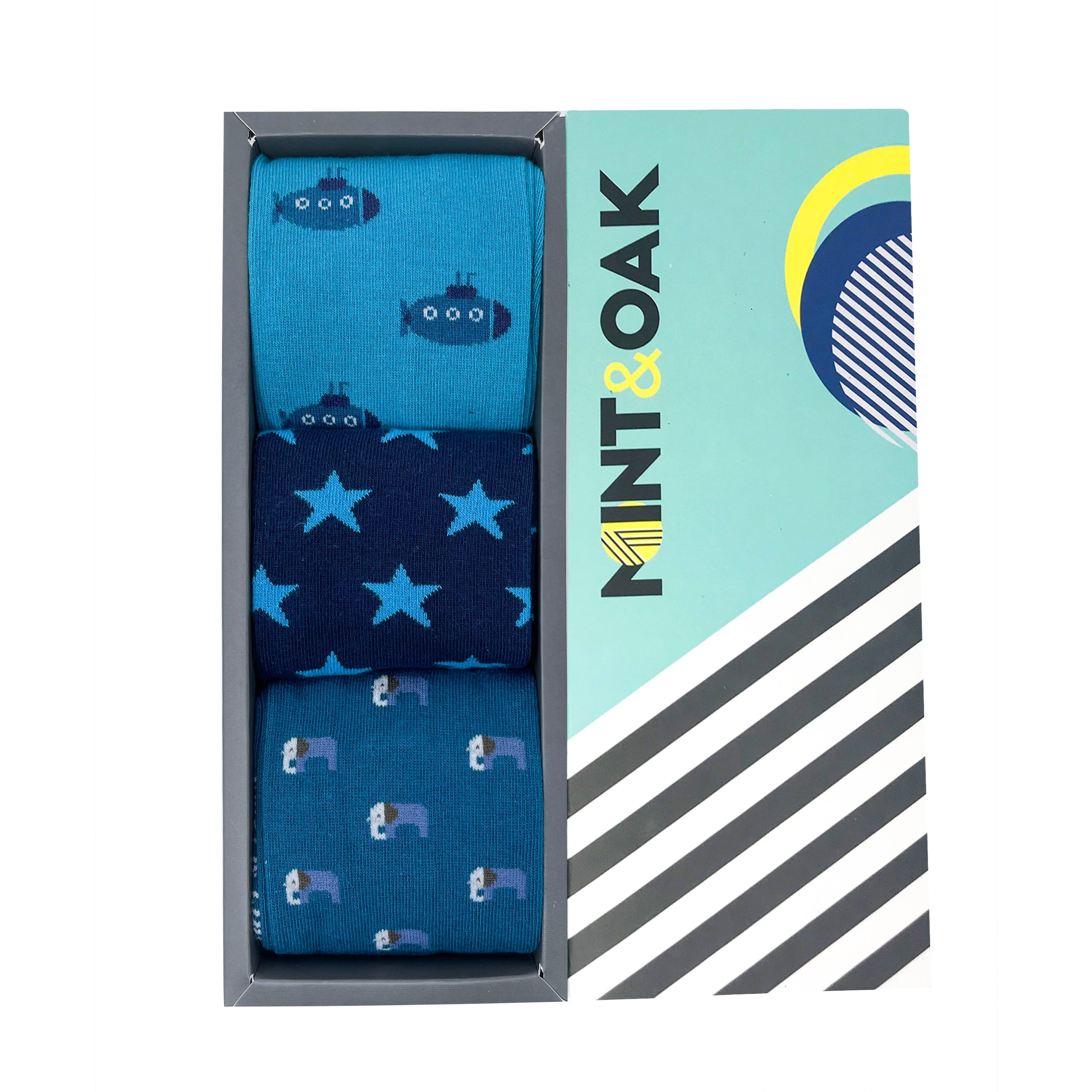 Blue all the way Set-of-3 Crew Socks for Men