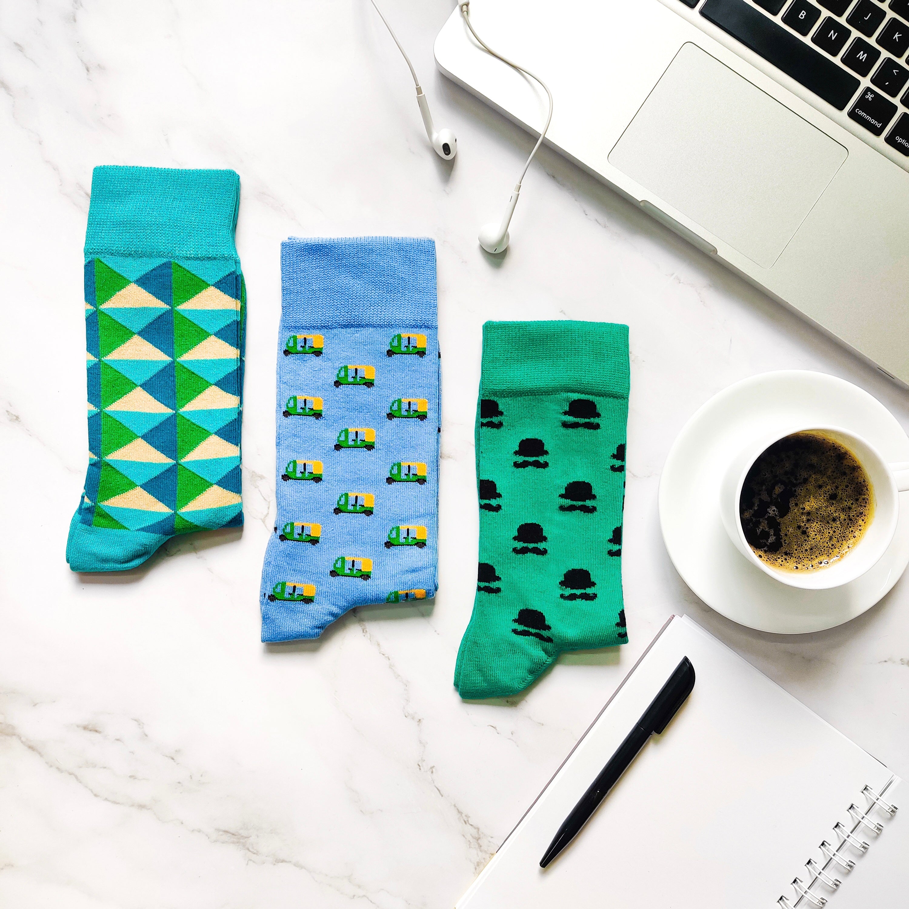 Work Essentials Set-of-3 Crew Socks for Men