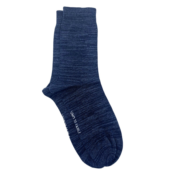 Blue Melange Crew Socks For Men