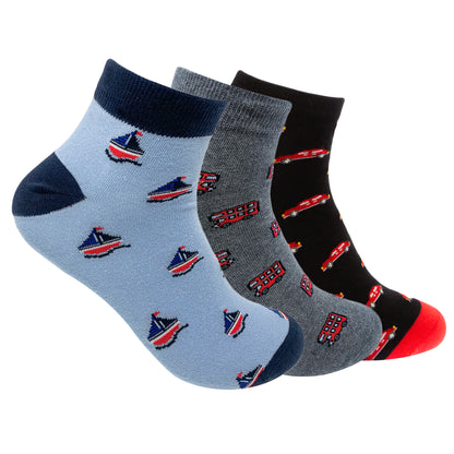 Vehicle Set-of-3 Ankle Socks for Men