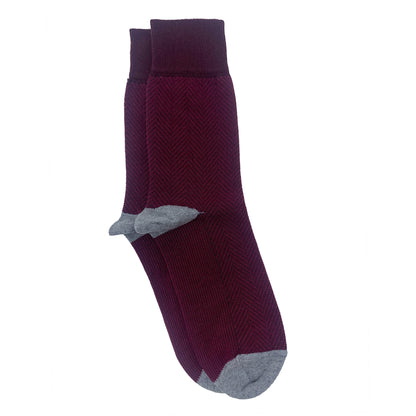 Herringbone Men's Crew Socks (Maroon)