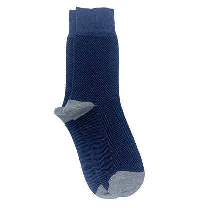 Herringbone Men's Crew Socks (Blue)