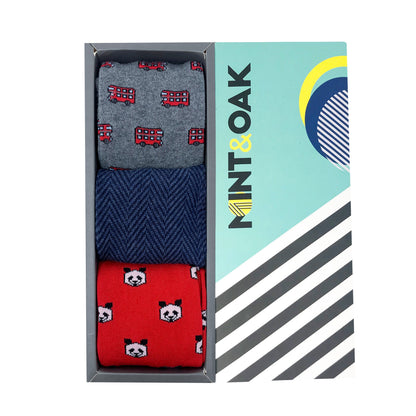 Peek-A-Red Set-of-3 Crew Socks for Men