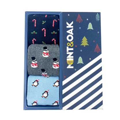 Christmas Cheer Set-of-3 Crew Socks for Men