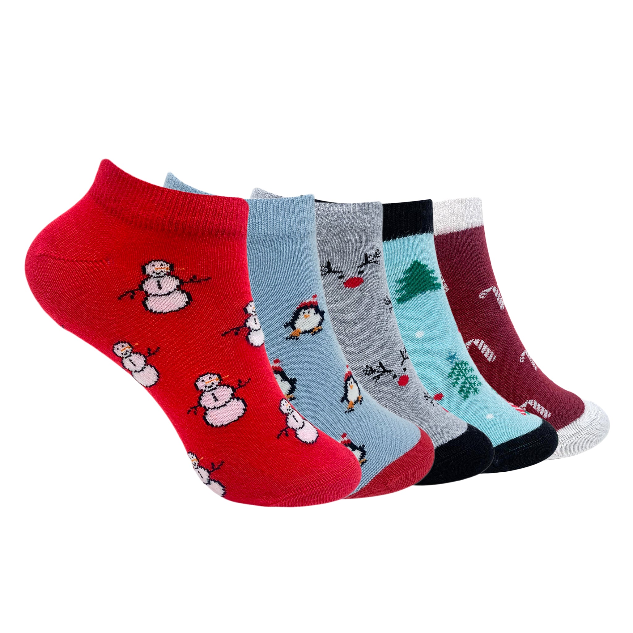 Merry Socks-Mas Set-of-5 Ankle Socks for Women