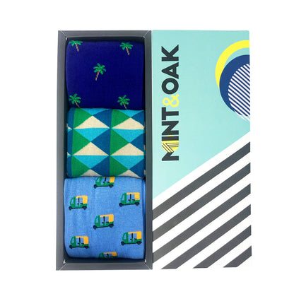 SIMPLY BLUE Set-of-3 Crew Socks for Men